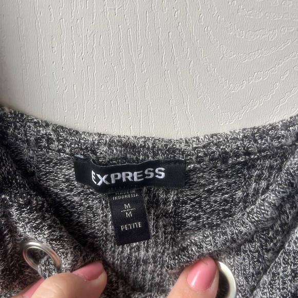 Heather Grey Lace-Up Body Suit, Express, size M Petite - Picture 5 of 6